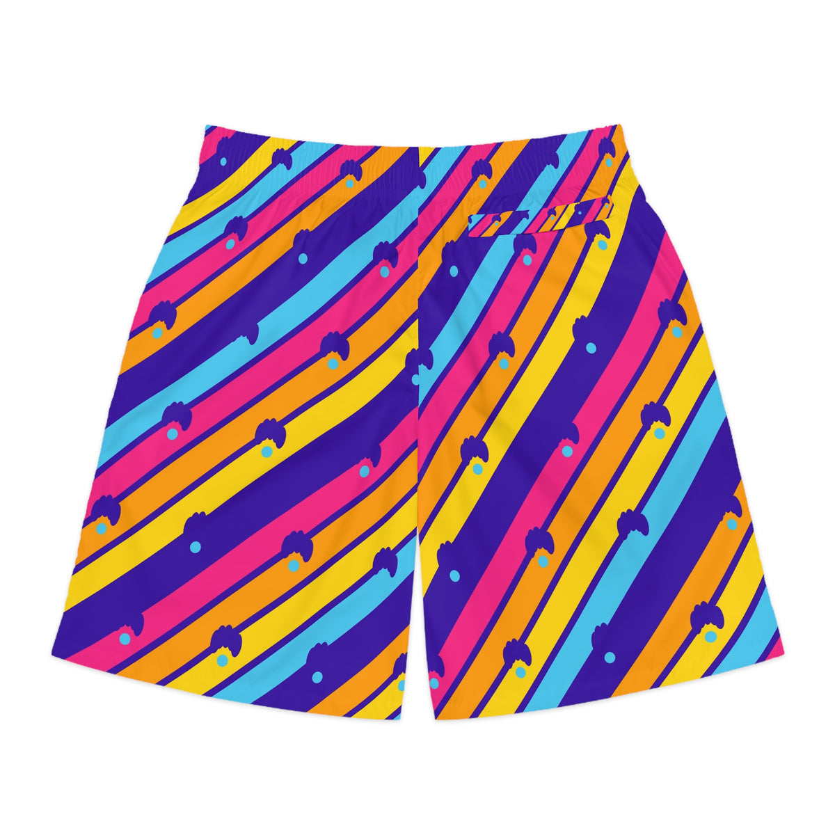 Yoga Sunrise Punch Stripe Surge Men's Athletic Shorts with Pockets