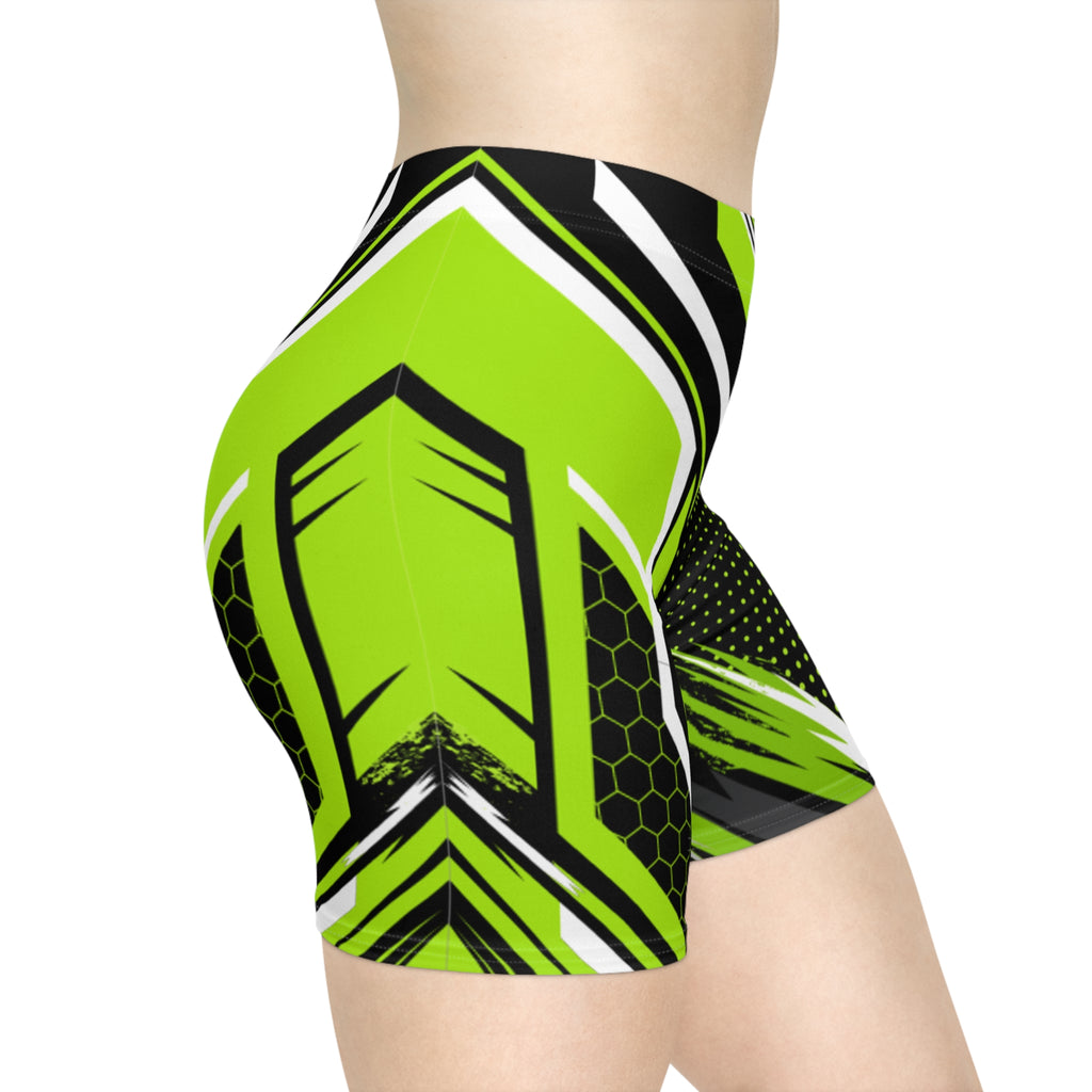 Neon Green Racing Biker Shorts | Activewear