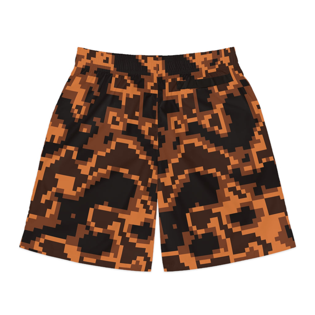 Men's Copper Digital Camo Performance Jogger Athletic Shorts with Pockets