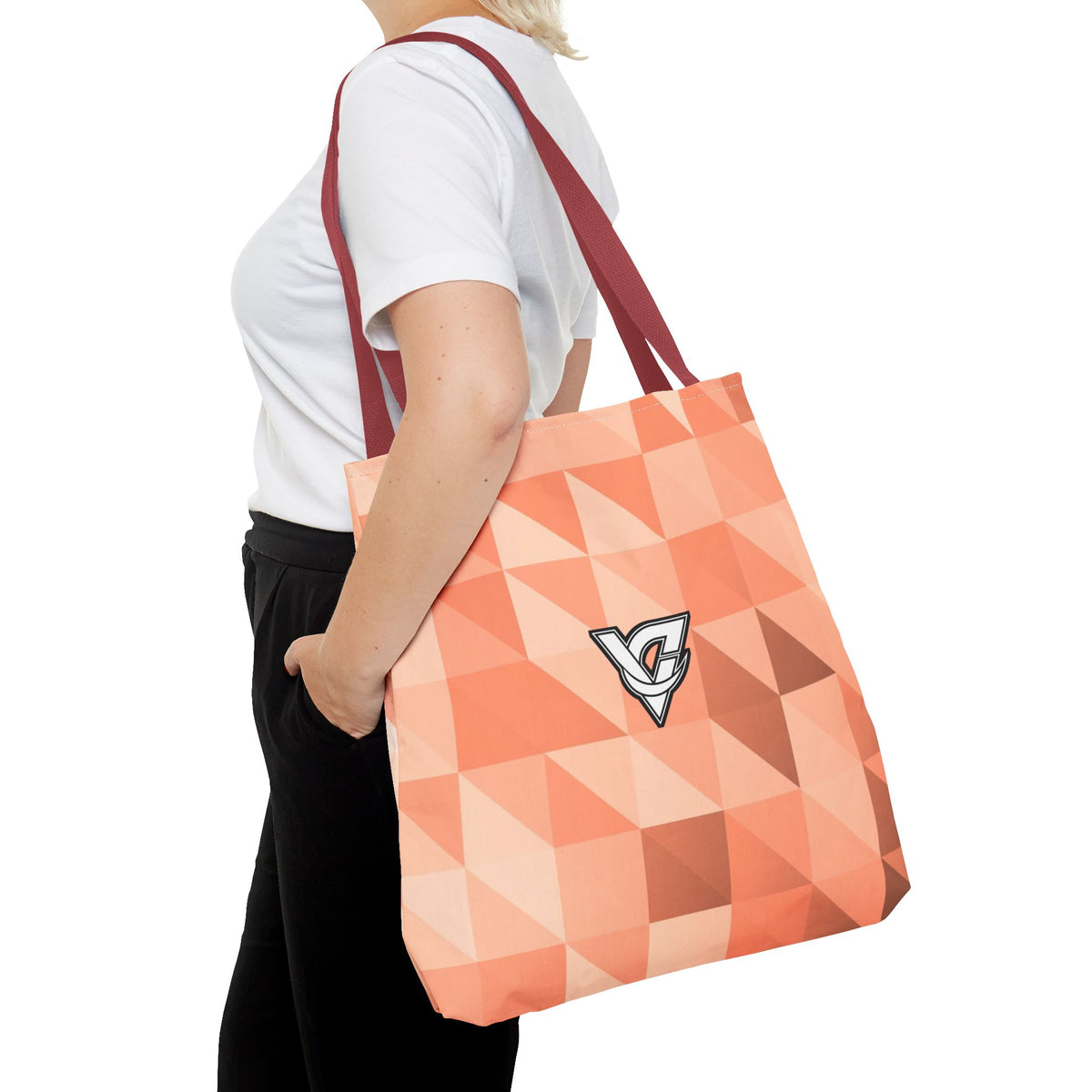 Peach Low-Poly Tote Bag — All-Over Print Gym & Everyday Tote