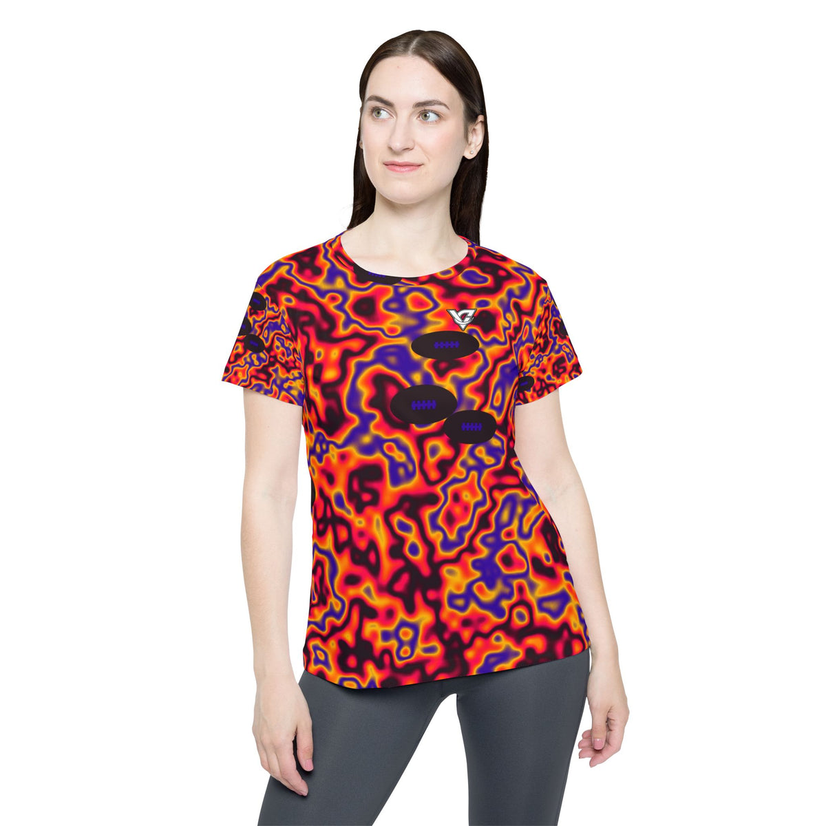 Football Hot Lava Marble Flow Women's Sports Jersey