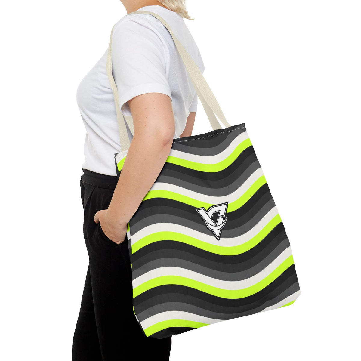 Graphite Wave Tote Bag — All-Over Print Gym & Everyday Tote