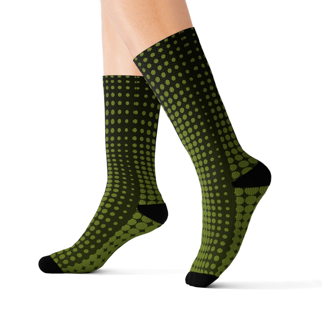 Olive Halftone Athletic Crew Socks