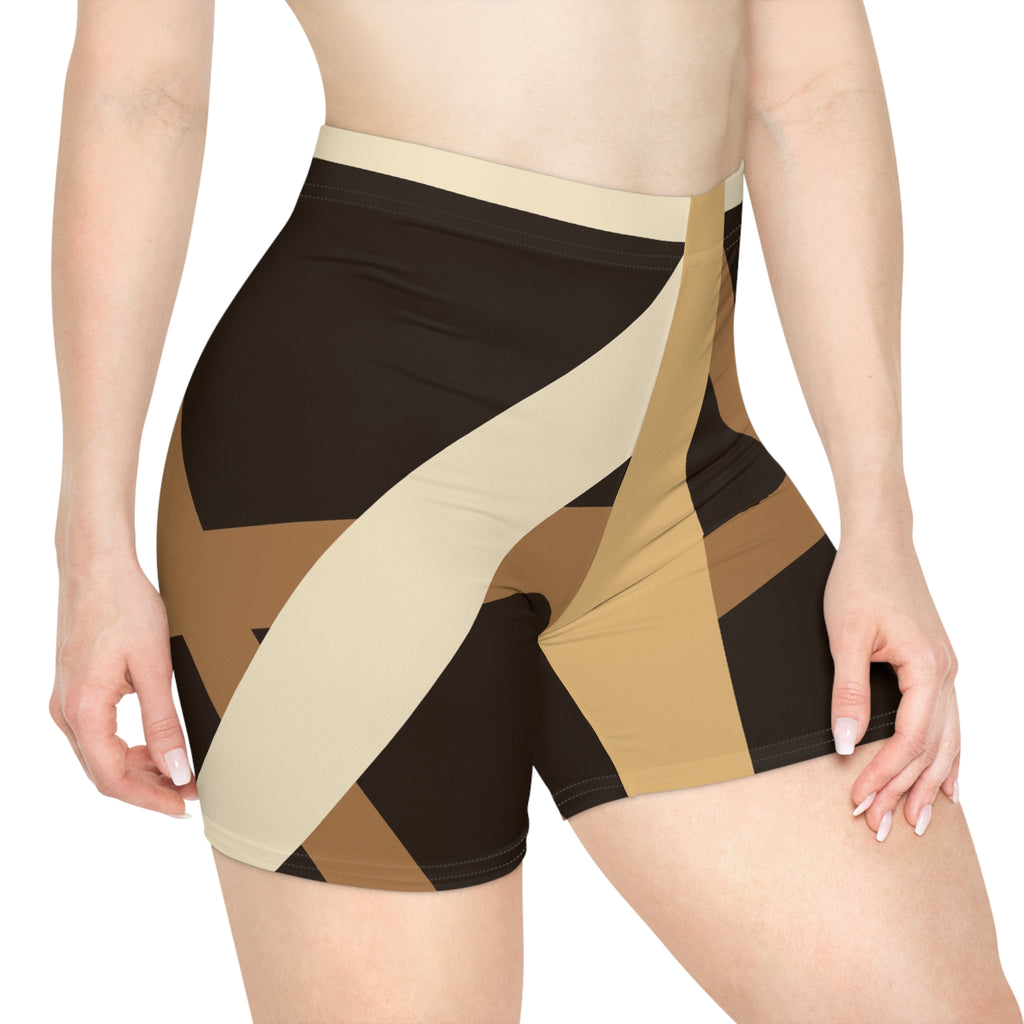 Desert Shard Women's Biker Shorts — High-Waist Workout Shorts