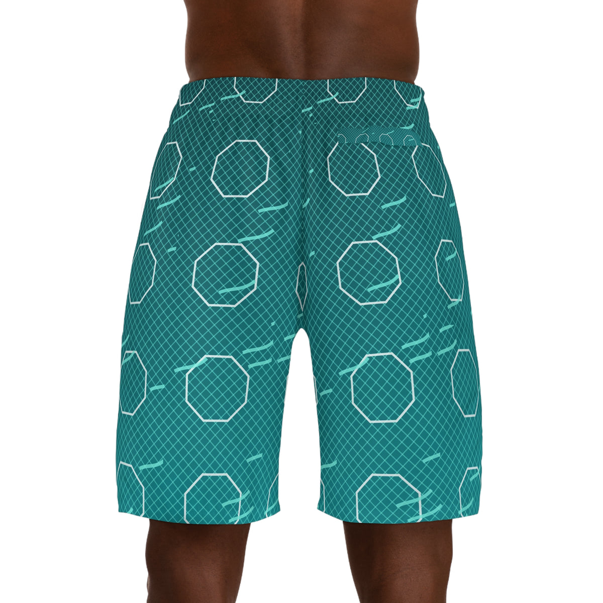 Combat Sports Teal Wave Cage Mesh Men's Athletic Shorts with Pockets