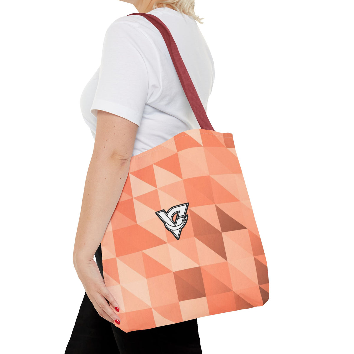 Peach Low-Poly Tote Bag — All-Over Print Gym & Everyday Tote