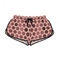 Women's Rose Gold Hex Grid Relaxed Shorts — All-Over Print Running & Workout Shorts