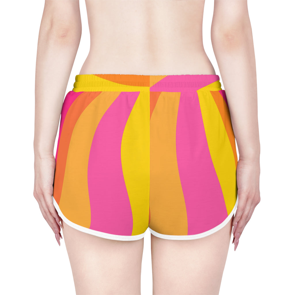 Women's Sunburst Rays Relaxed Shorts – Colorful All-Over Print Running & Workout Shorts