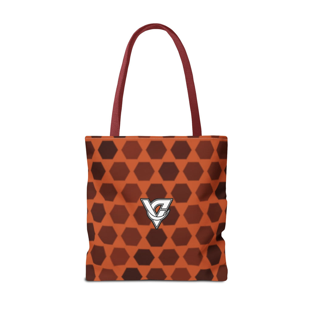 Auburn Hex Grid Tote Bag — All-Over Print Gym & Everyday Tote