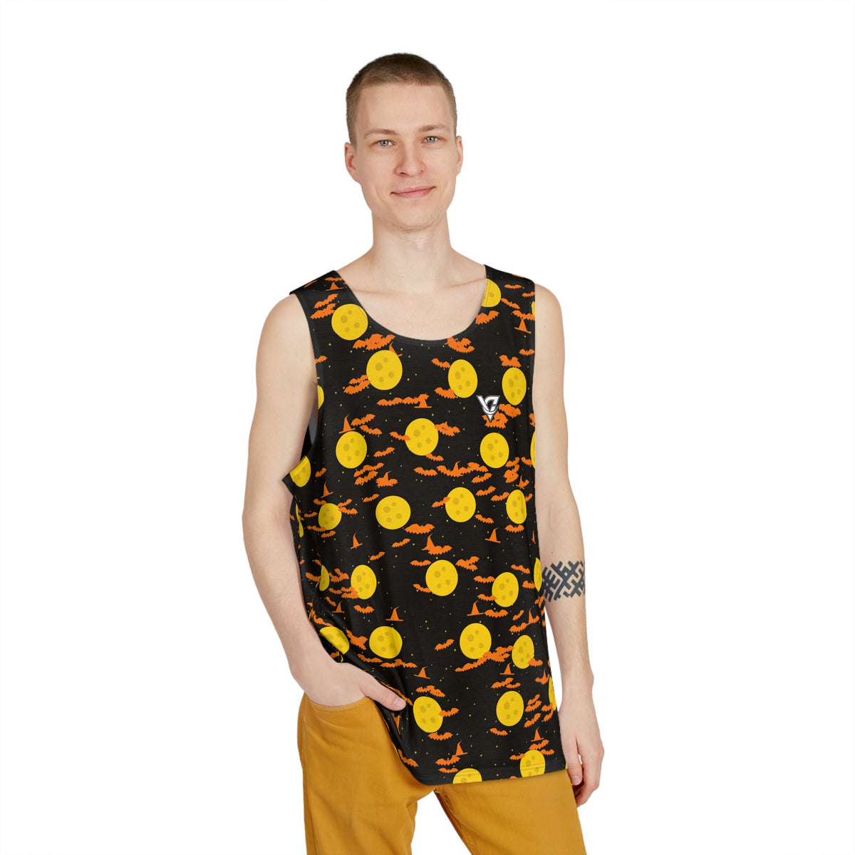 Halloween Candy Corn Haunted Moon Men's Athletic Tank