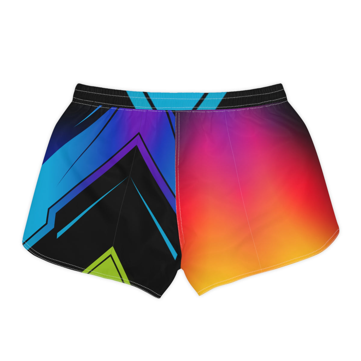 Women's Multipurpose Athletic Shorts with Pockets | Neon Rainbow Geometric