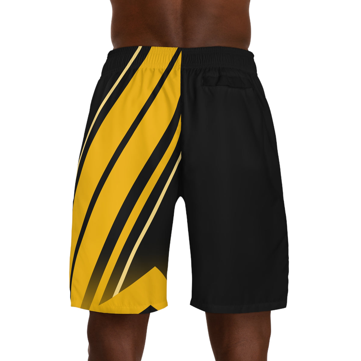 Men's Black & Gold Running Jogger Shorts with Pockets — Athletic Performance