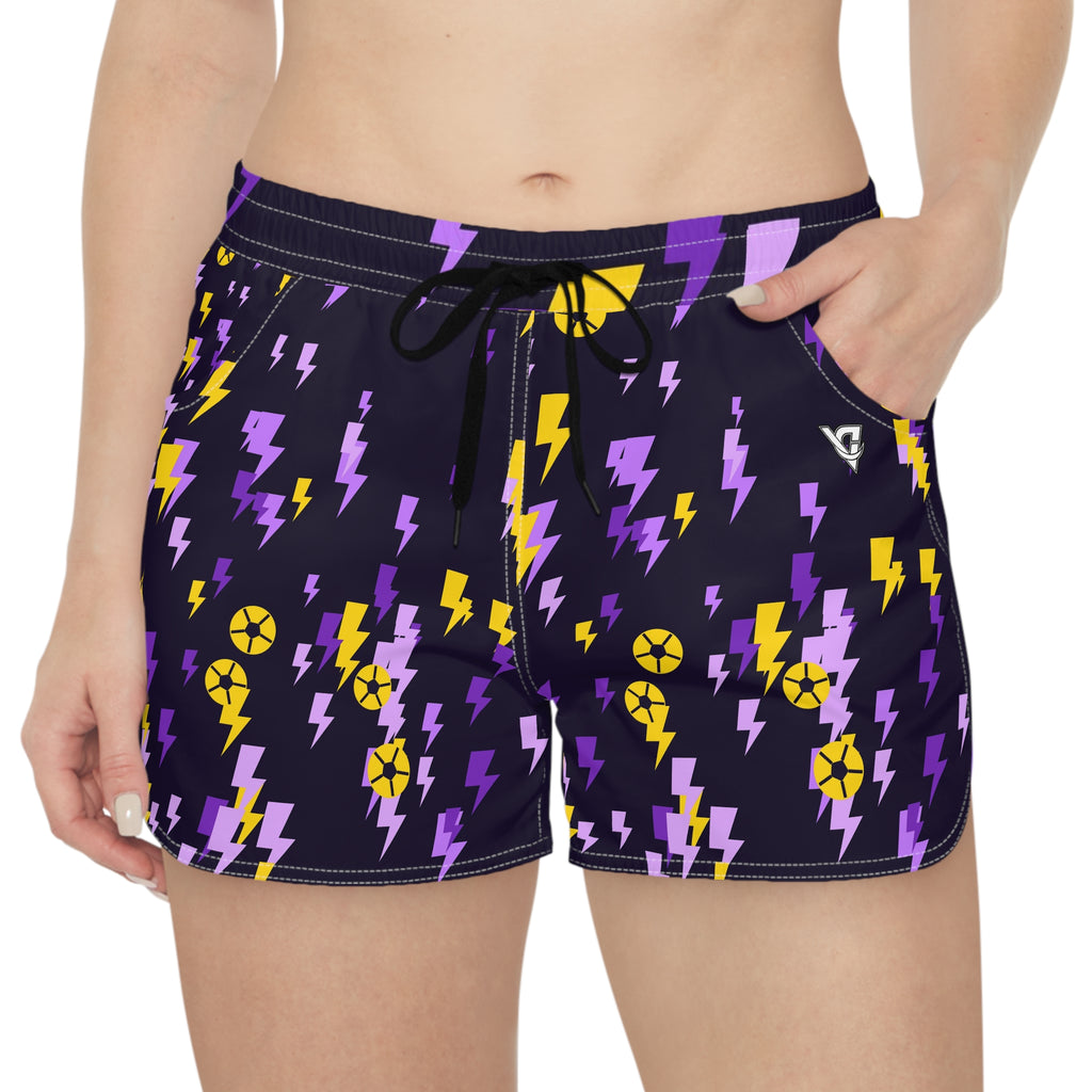 Soccer Ultra Grape Bolt Strike Women's Athletic Shorts with Pockets