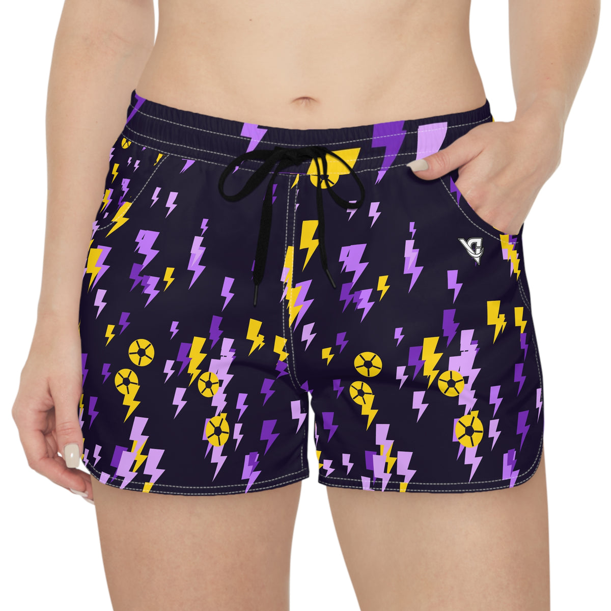 Soccer Ultra Grape Bolt Strike Women's Athletic Shorts with Pockets
