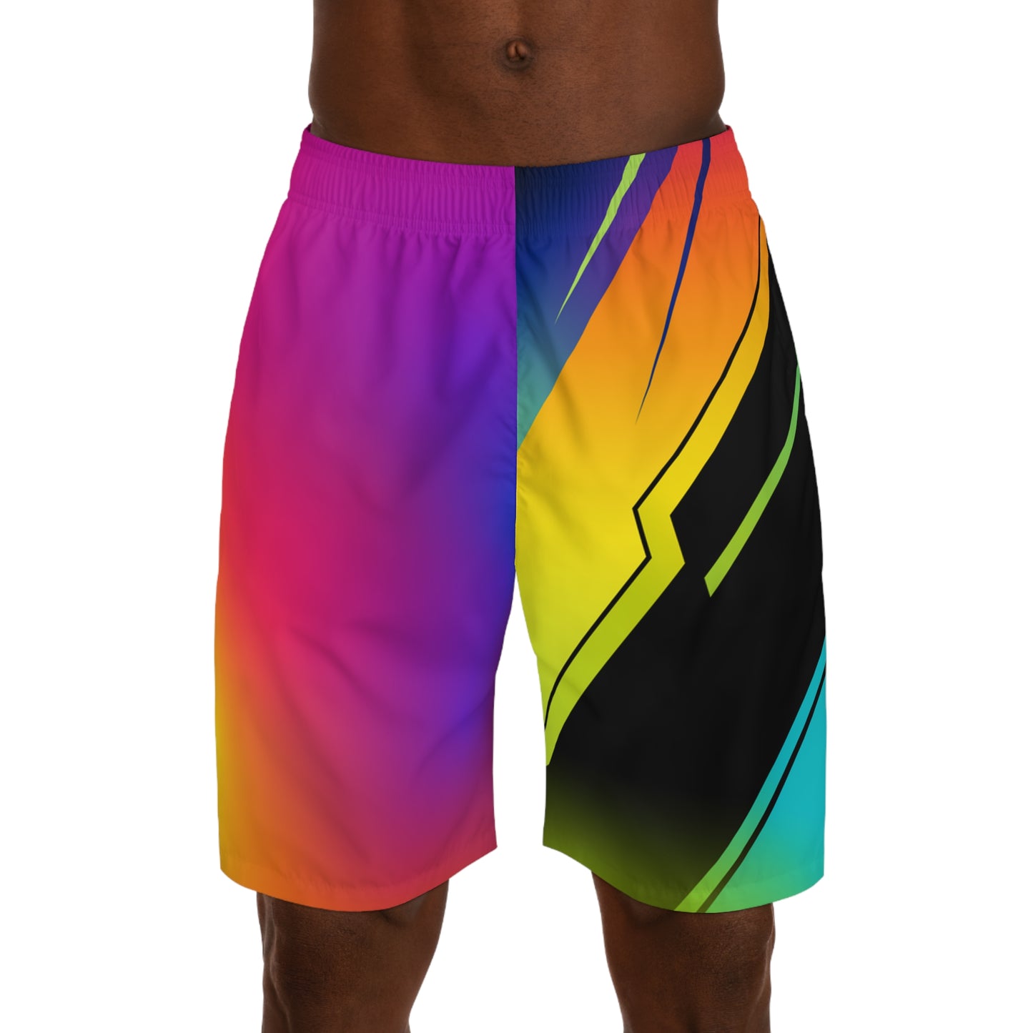 Vibrant Gradient Geometric Jogger Shorts
