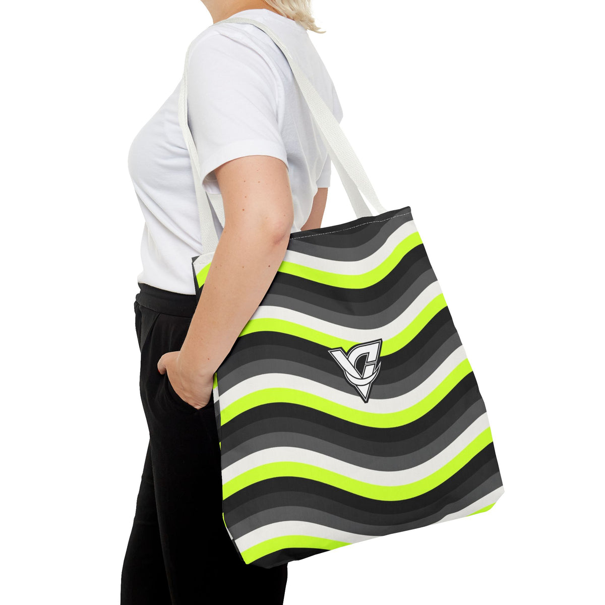 Graphite Wave Tote Bag — All-Over Print Gym & Everyday Tote