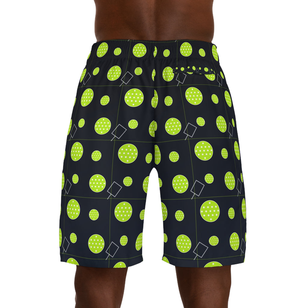 Pickleball Volt Night Dink Dot Men's Athletic Shorts with Pockets