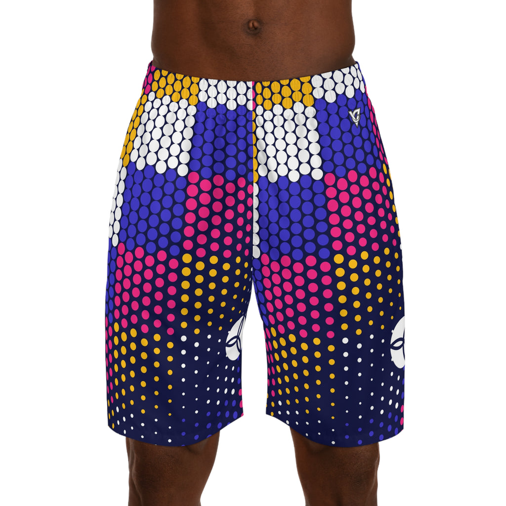 Volleyball Royal Flame Halftone Pulse Men's Athletic Shorts with Pockets