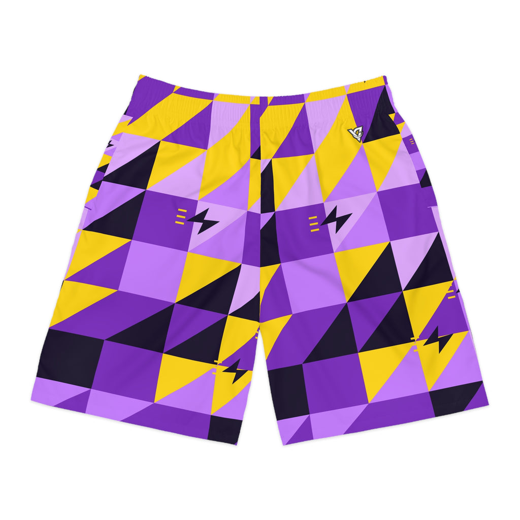 Running Ultra Grape Prism Block Men's Athletic Shorts with Pockets