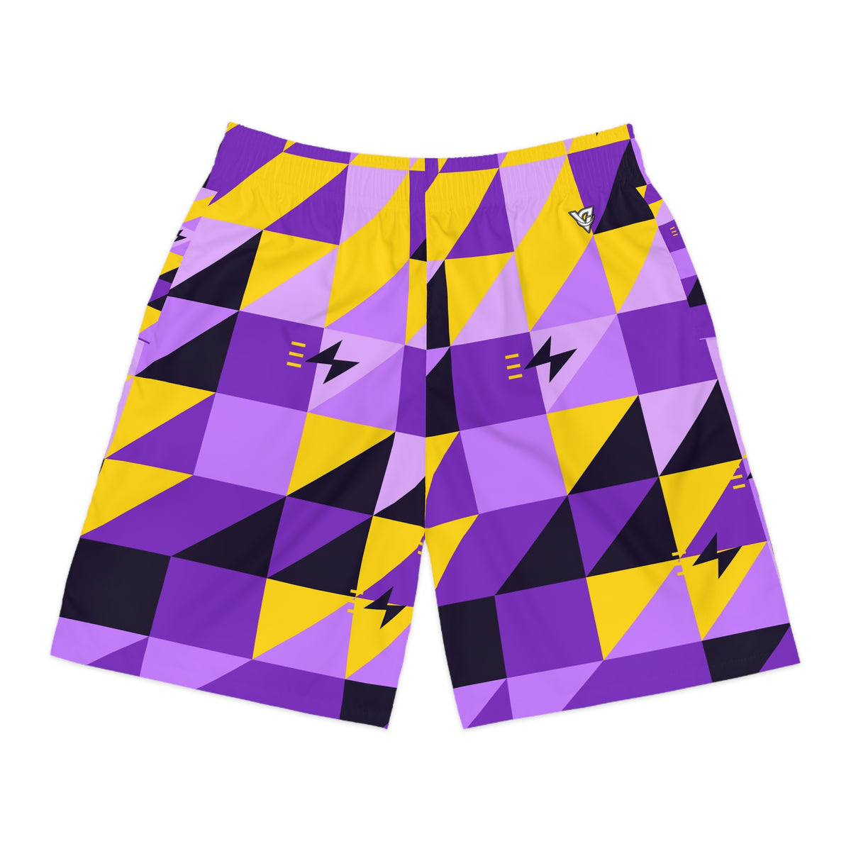 Running Ultra Grape Prism Block Men's Athletic Shorts with Pockets