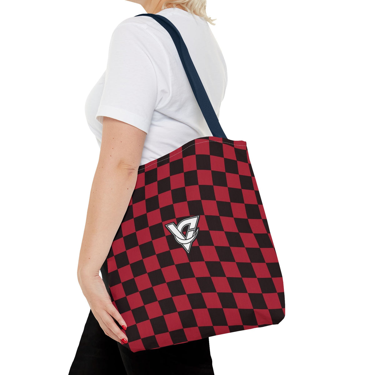 Spiced Wine Warp Check Tote Bag — All-Over Print Gym & Everyday Tote