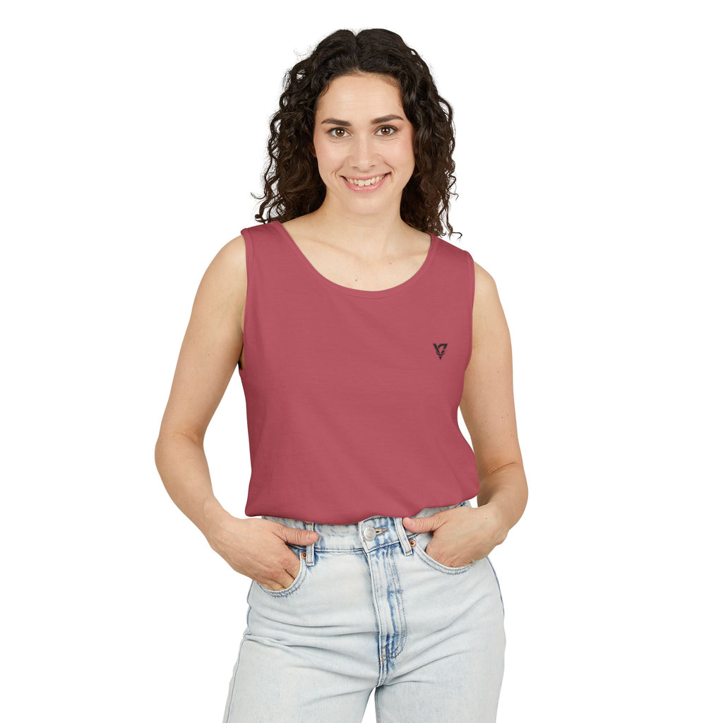 Minimal Geometric Triangle Logo Tank Top | Chest Emblem