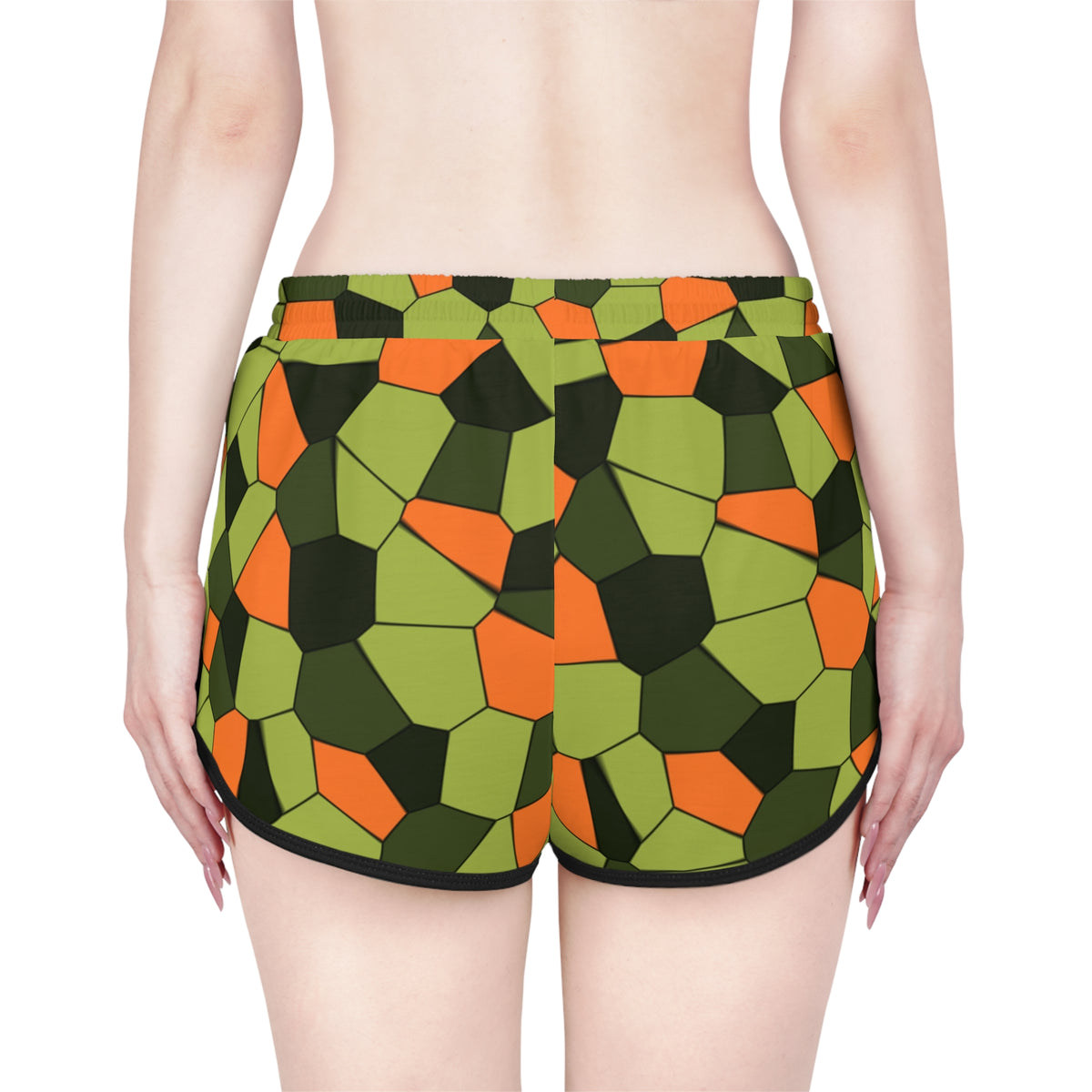 Women's Moss Flame Mosaic Relaxed Shorts — All-Over Print Running & Workout Shorts