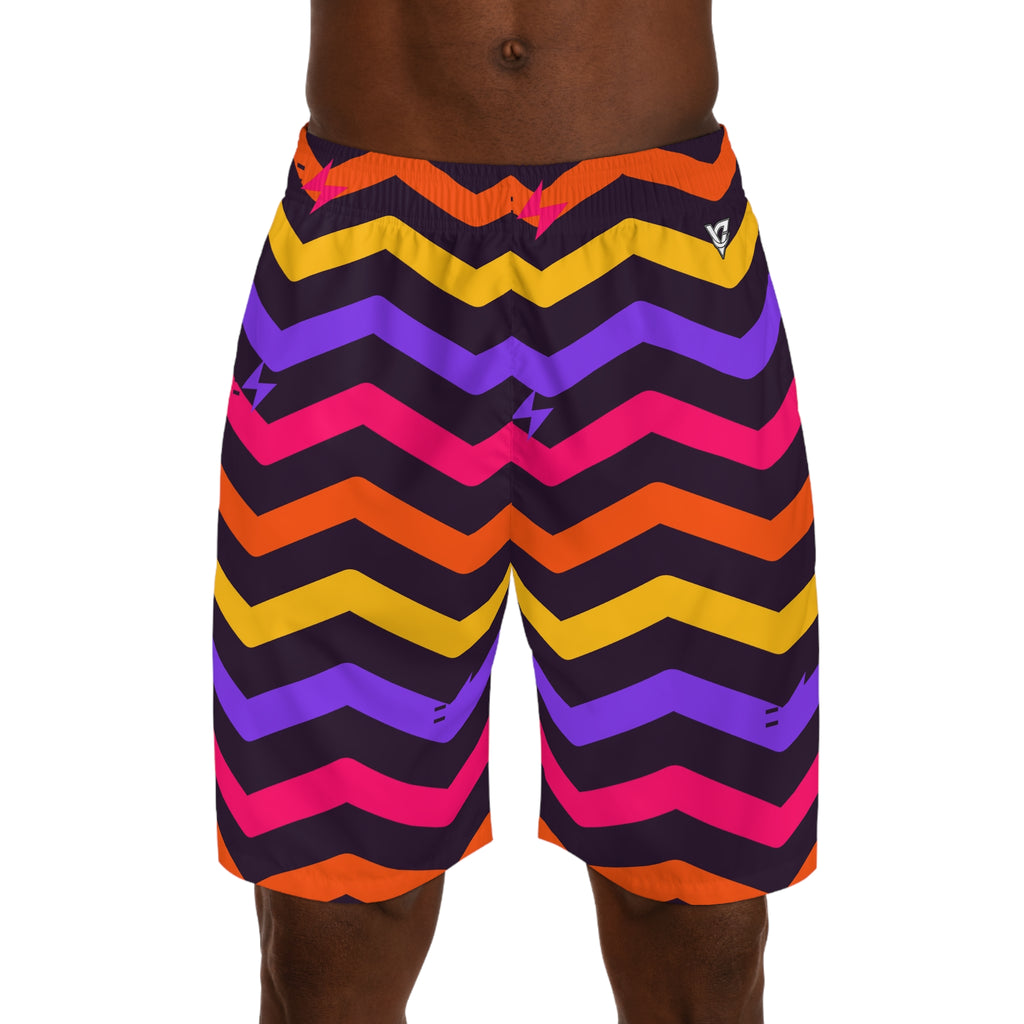 Running Berry Blast Chevron Rush Men's Athletic Shorts with Pockets