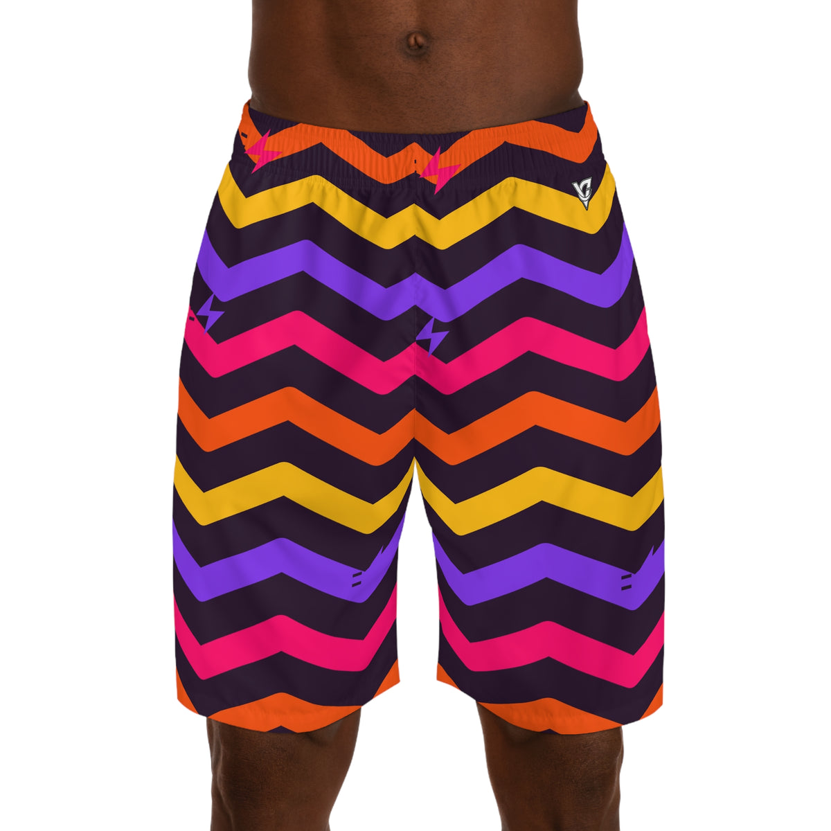Running Berry Blast Chevron Rush Men's Athletic Shorts with Pockets