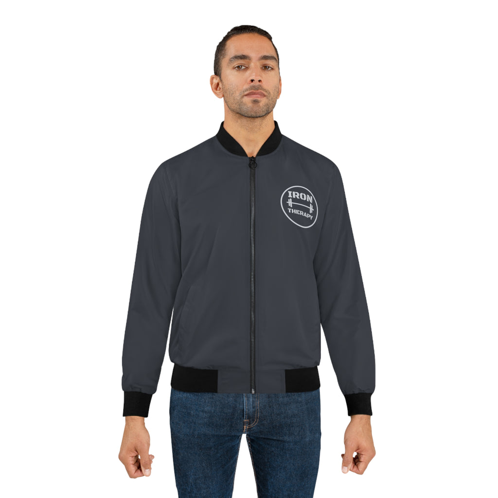Men's Iron Therapy Bomber Jacket – Gunmetal Motivational Gym Jacket