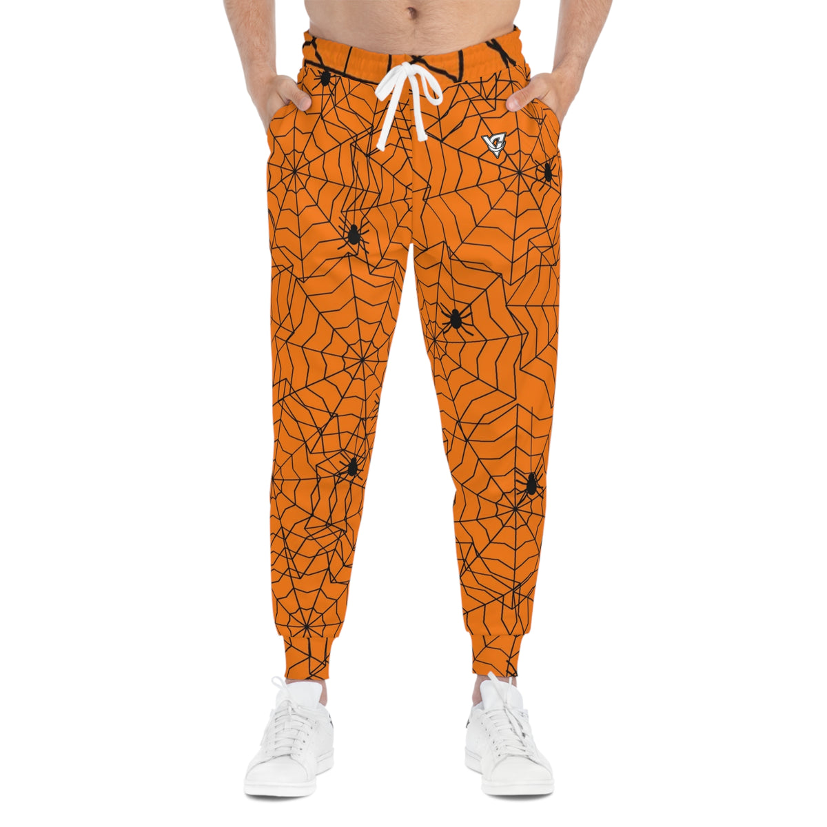 Halloween Pumpkin Orange Spiderweb Men's Joggers – All-Over Print Athletic Jogger Pants