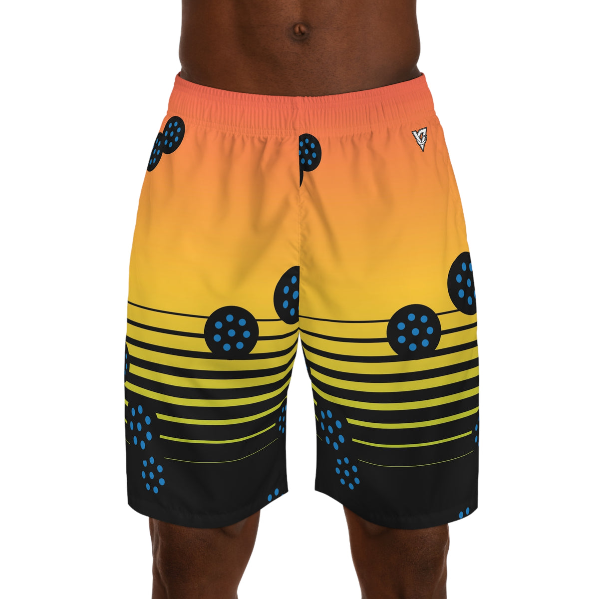 Pickleball Rainbow Rally Horizon Fade Men's Athletic Shorts with Pockets