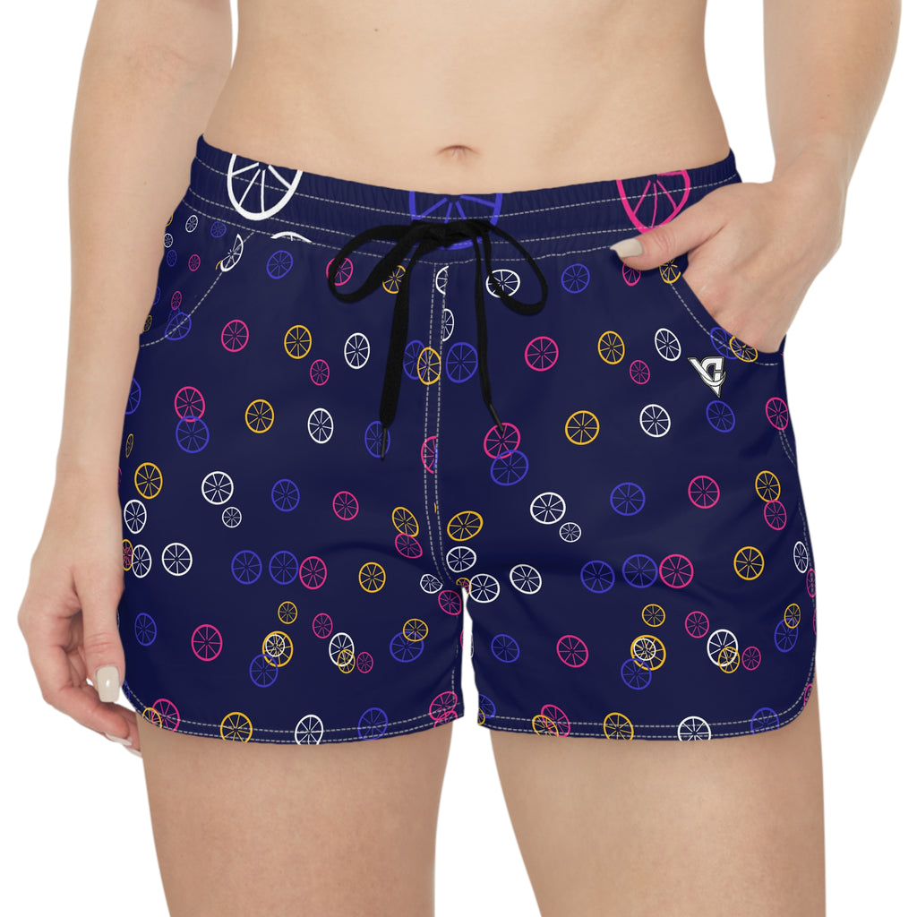Cycling Royal Flame Icon Storm Women's Athletic Shorts with Pockets