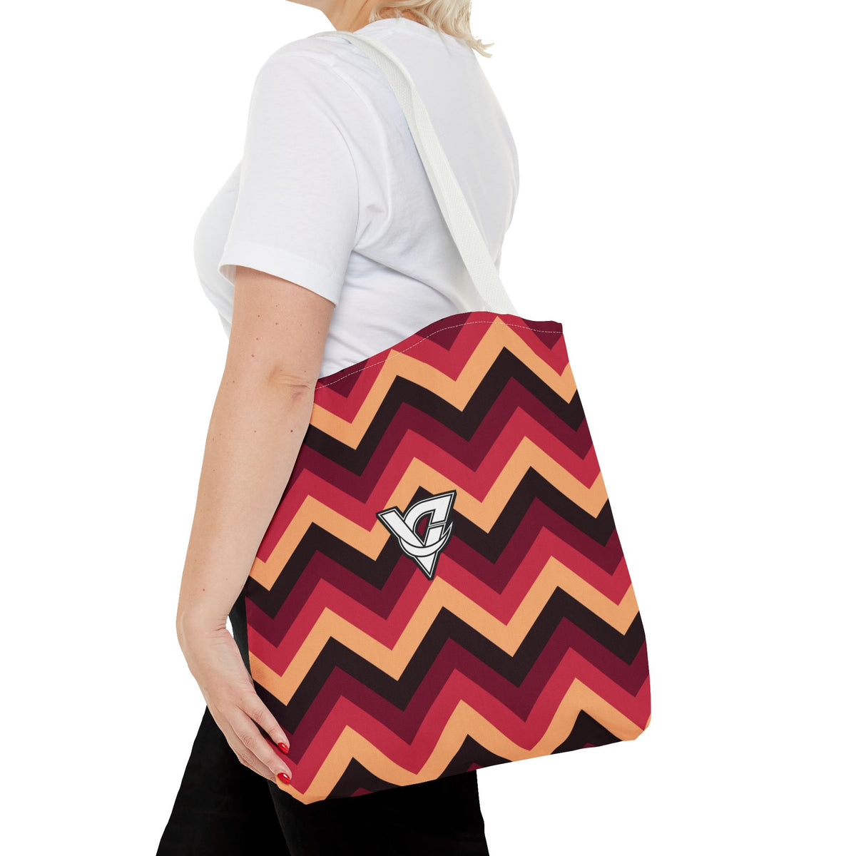 Cranberry Chevron Tote Bag — All-Over Print Gym & Everyday Tote