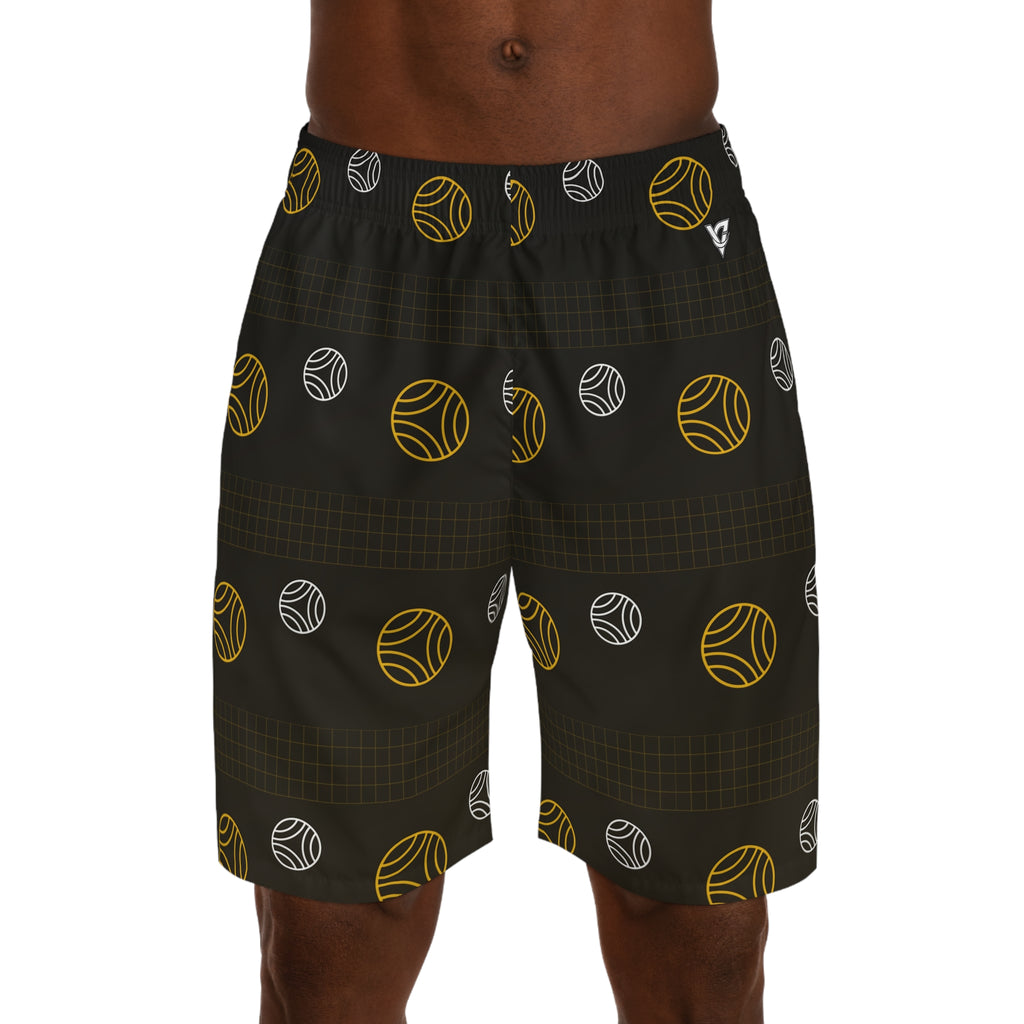Volleyball Gold Rush Spike Panel Men's Athletic Shorts with Pockets