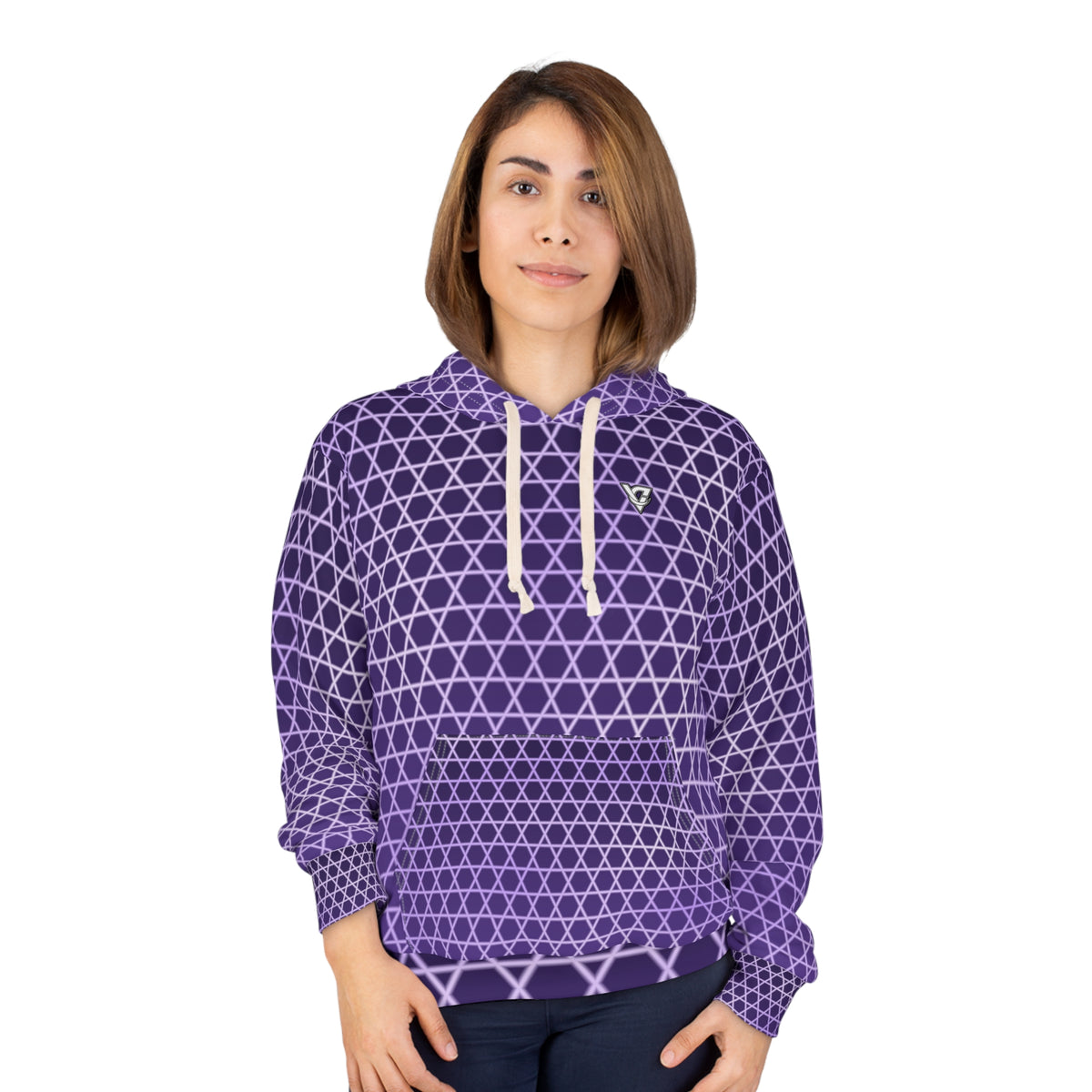 Lilac Hex Grid Women's Pullover Hoodie