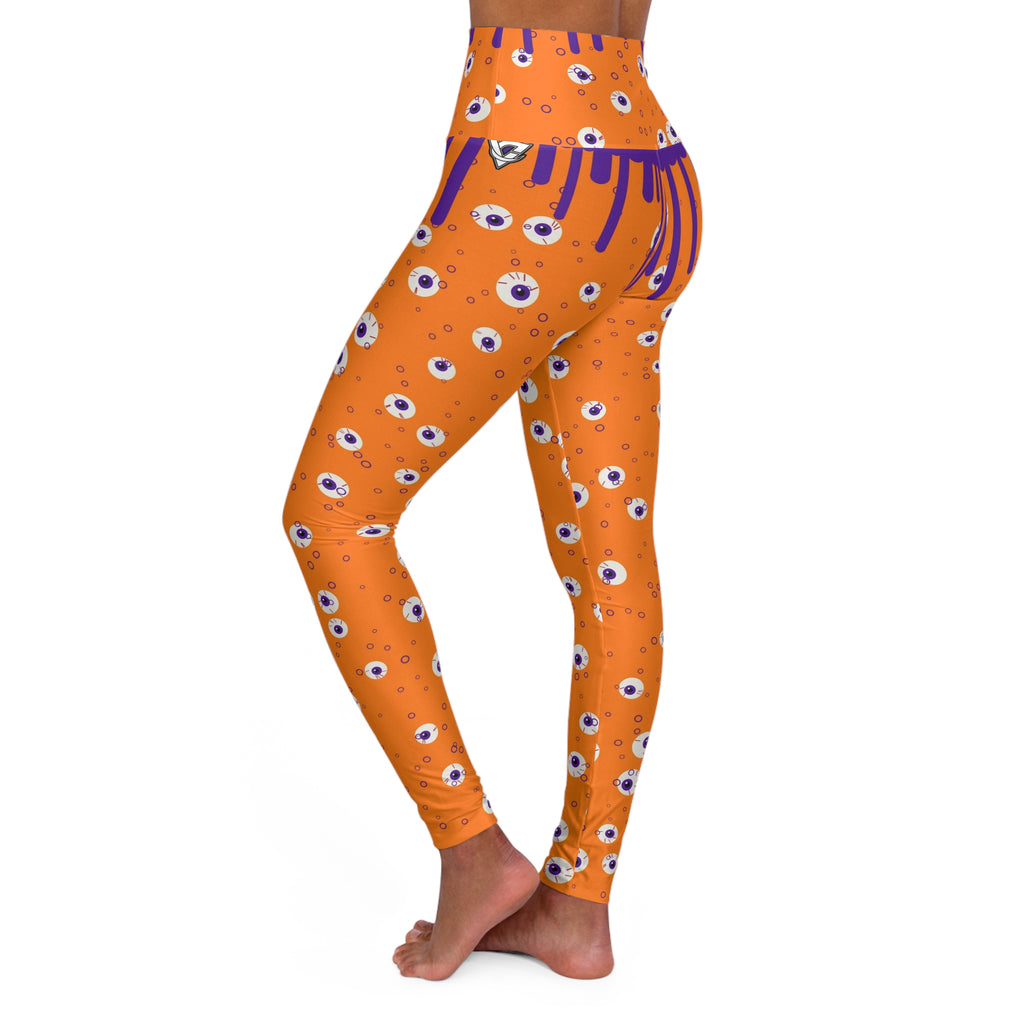 Halloween Pumpkin Orange Slime Drip High-Waisted Yoga Leggings