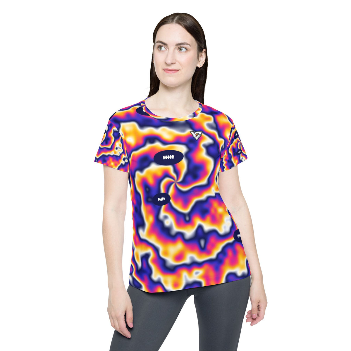 Football Royal Flame Tie-Dye Spin Women's Sports Jersey