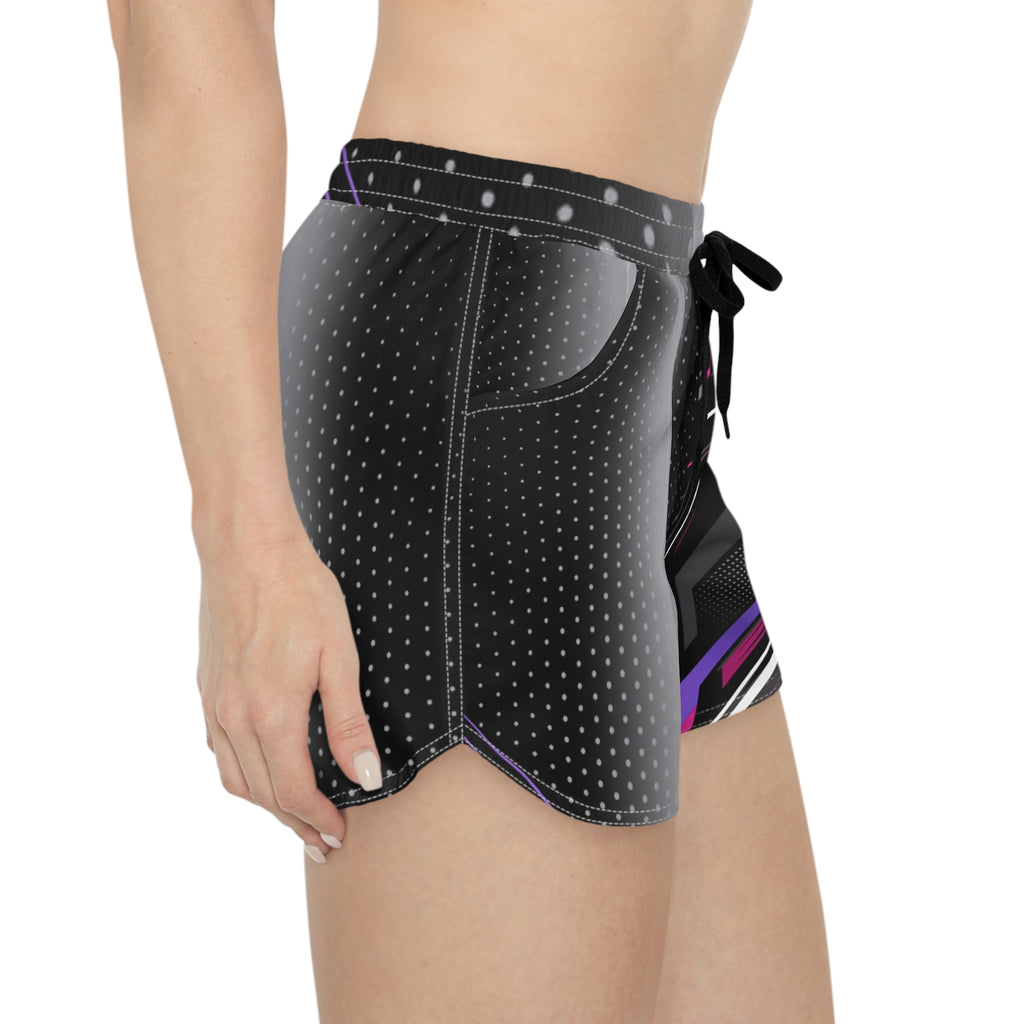 Women's Multipurpose Athletic Shorts with Pockets – Shadow Prism Black, Purple & Pink by Vantacore Athletics, view 5