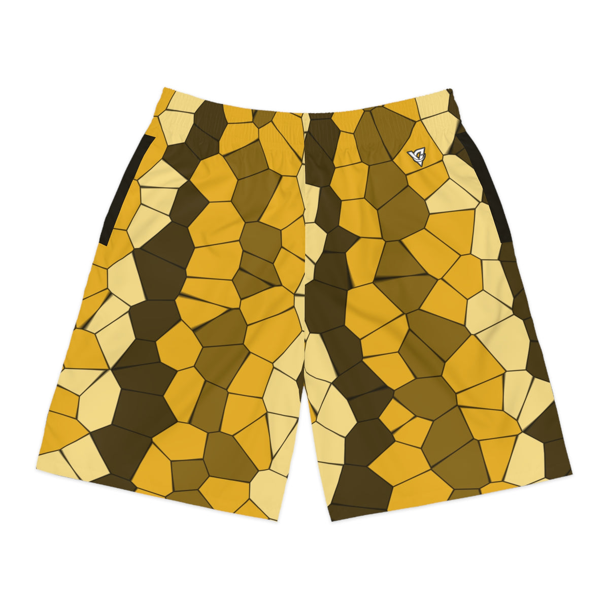 Men's Mustard Mosaic Performance Jogger Athletic Shorts with Pockets