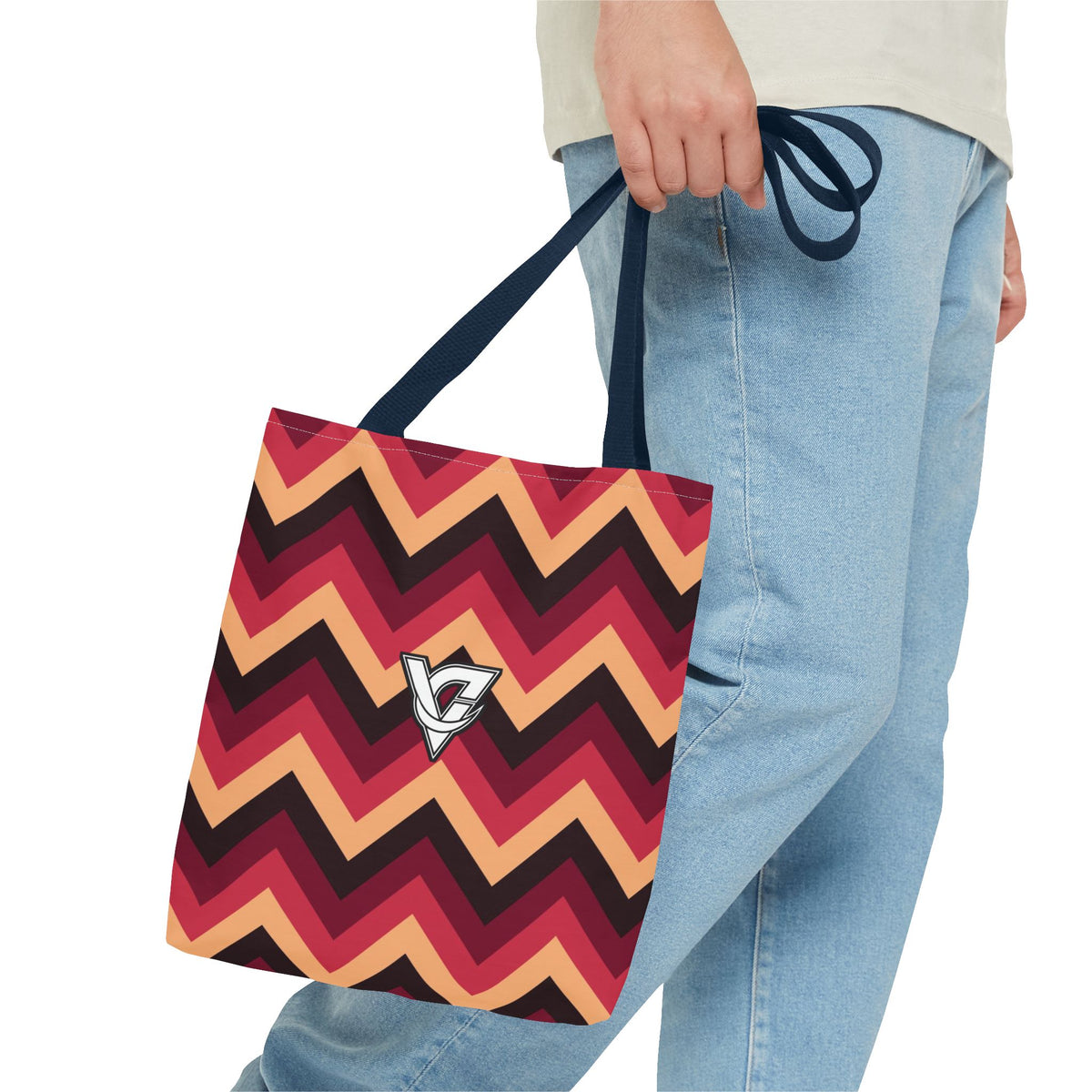 Cranberry Chevron Tote Bag — All-Over Print Gym & Everyday Tote
