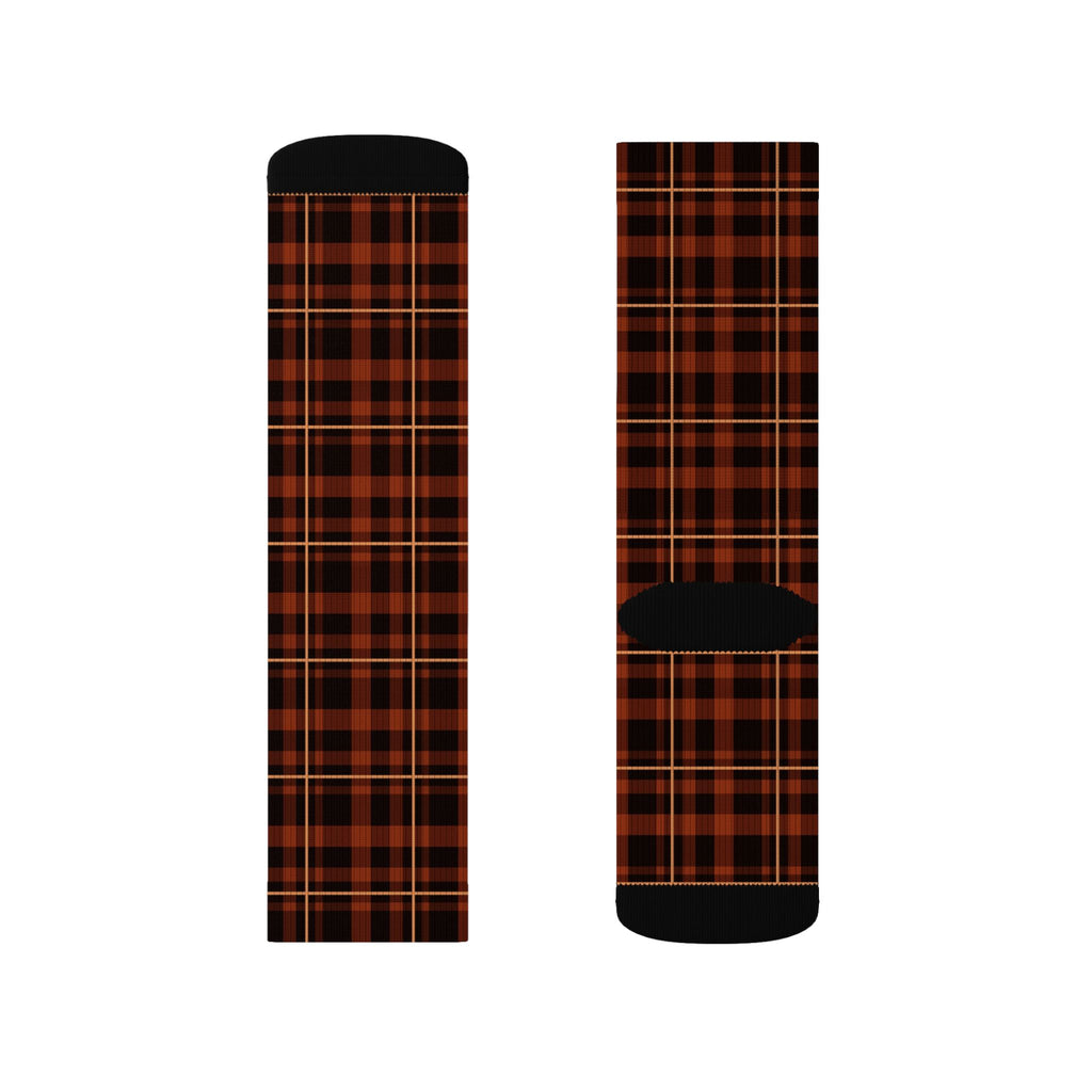 Rust Flannel Athletic Crew Socks