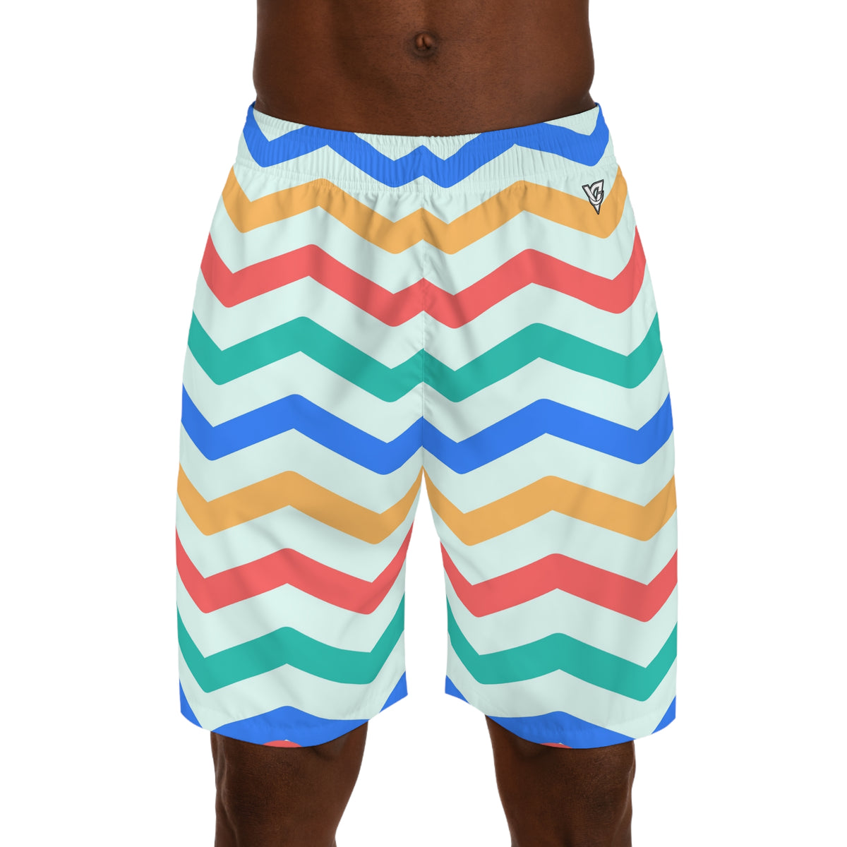 Pickleball Sea Glass Chevron Rush Men's Athletic Shorts with Pockets