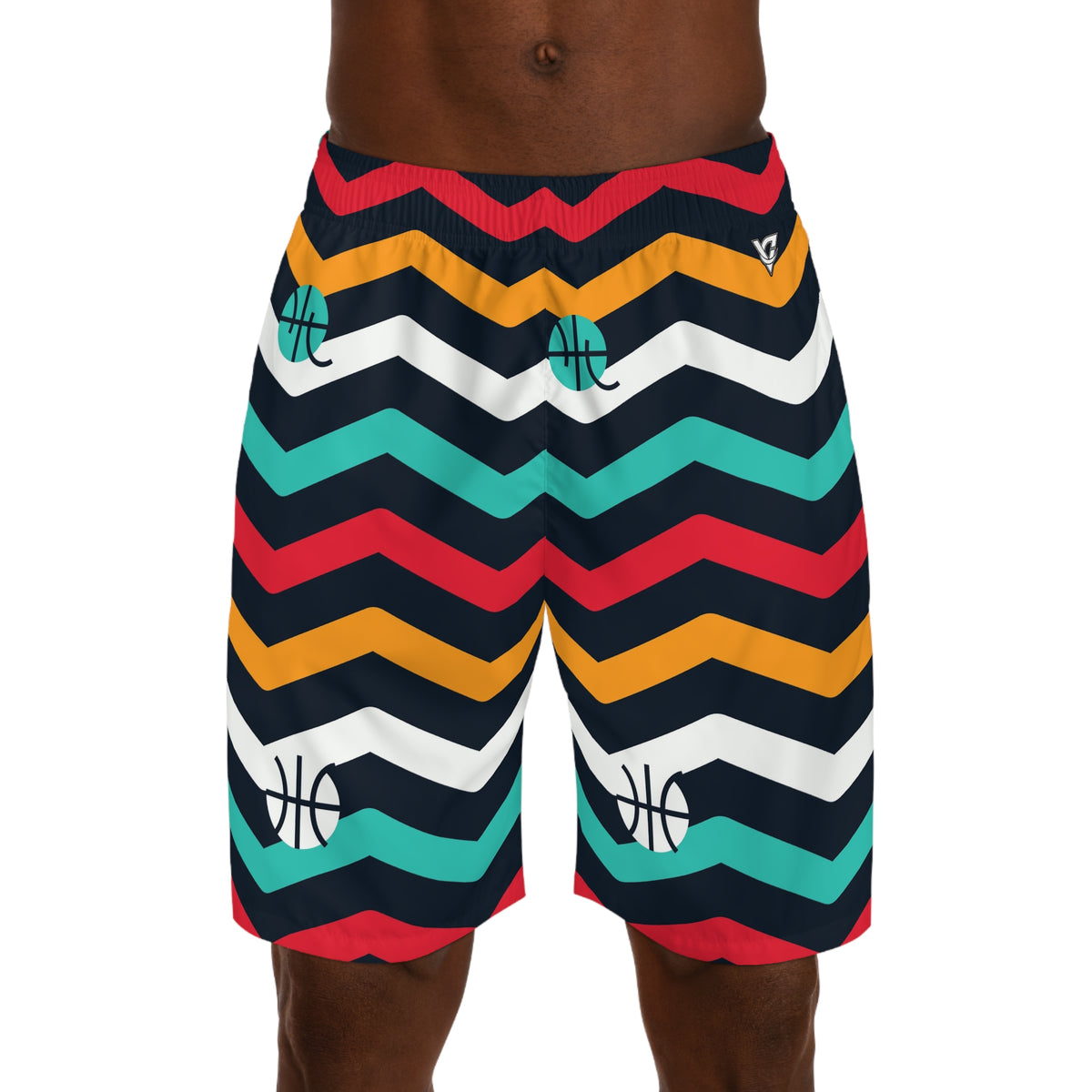 Basketball Aqua Volt Chevron Rush Men's Athletic Shorts with Pockets