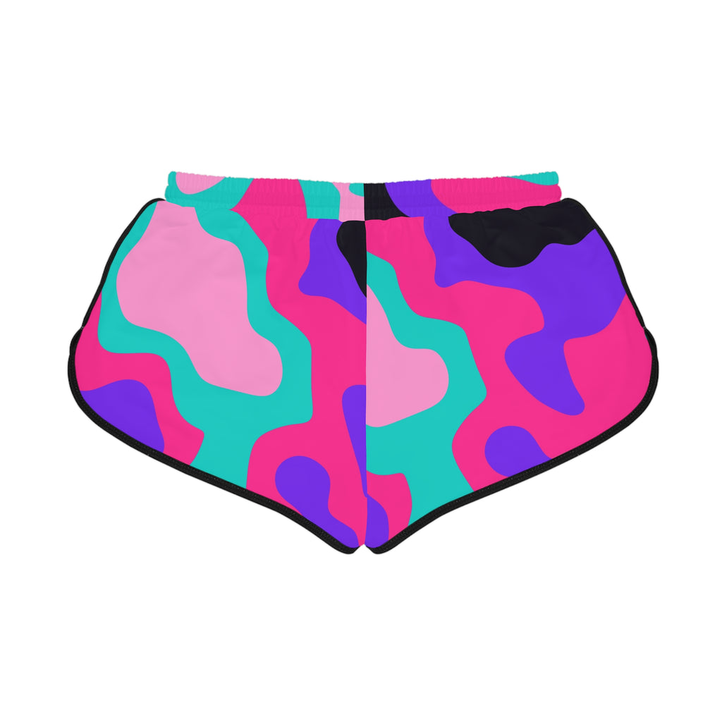 Women's Neon Camo Relaxed Shorts – Colorful All-Over Print Running & Workout Shorts
