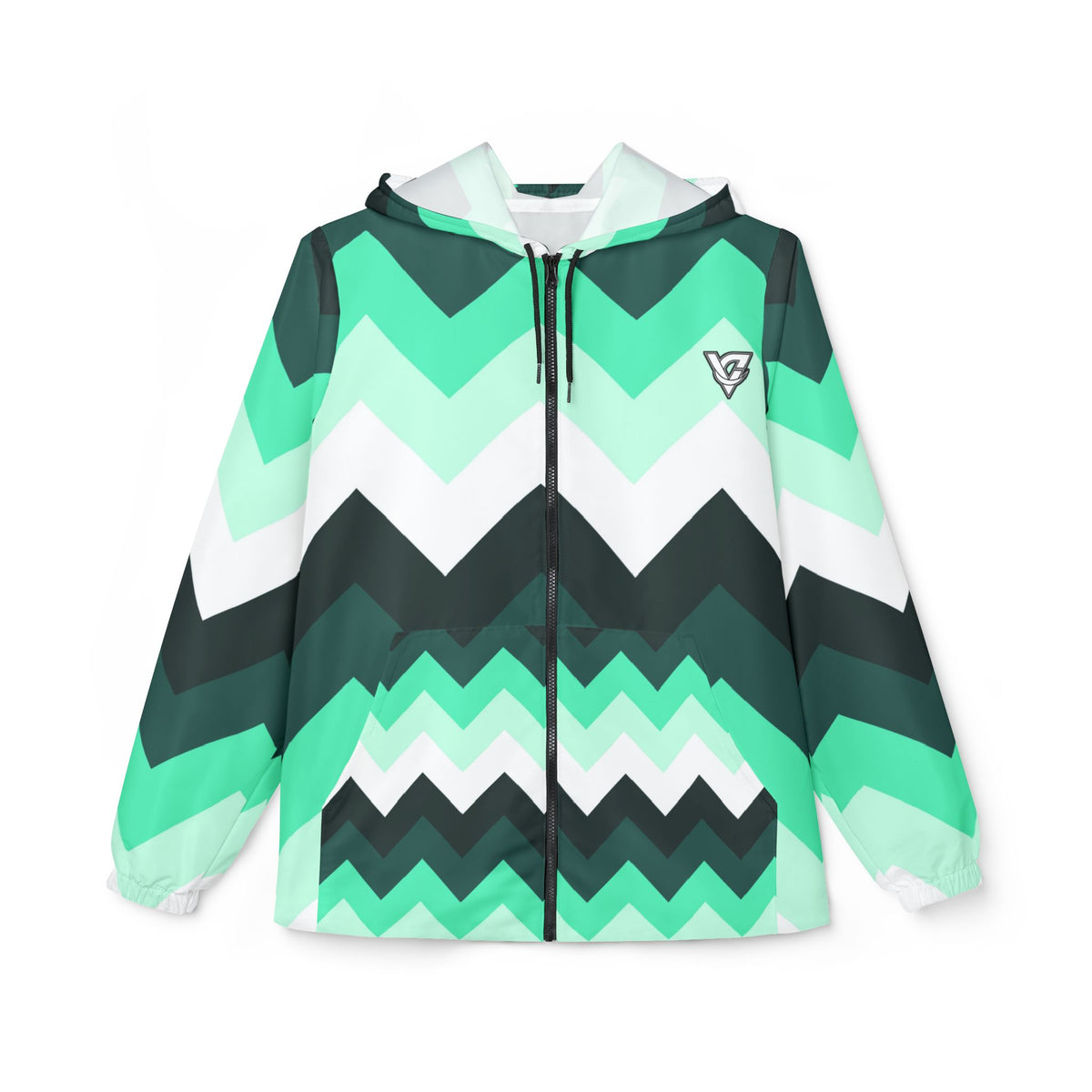 Mint Chevron Women's Windbreaker Jacket