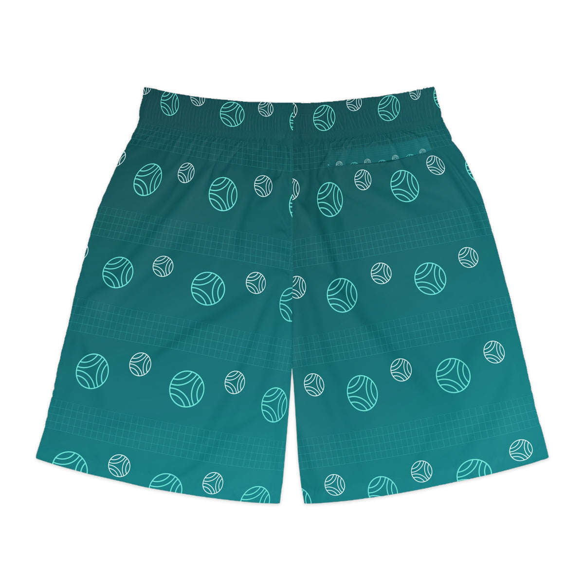 Volleyball Teal Wave Spike Panel Men's Athletic Shorts with Pockets