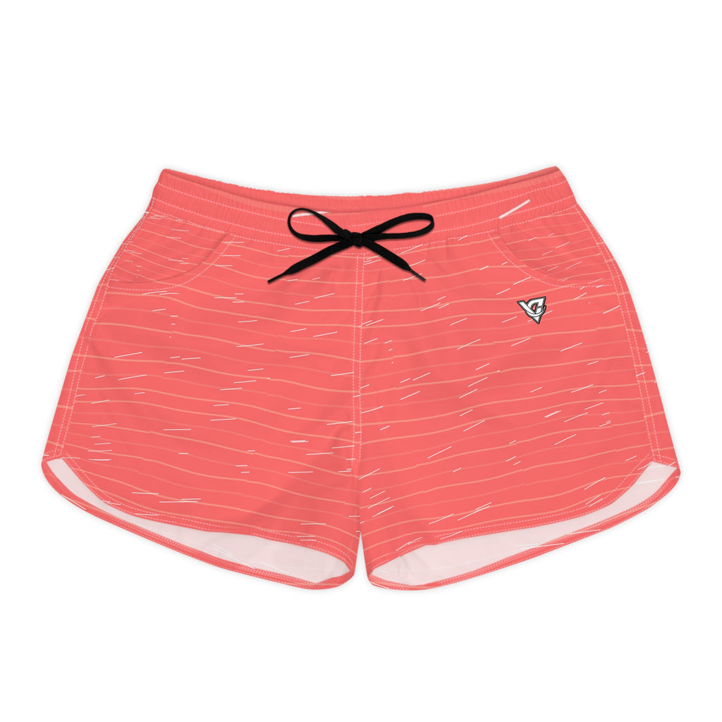 Running Hot Coral Pace Lanes Women's Athletic Shorts with Pockets