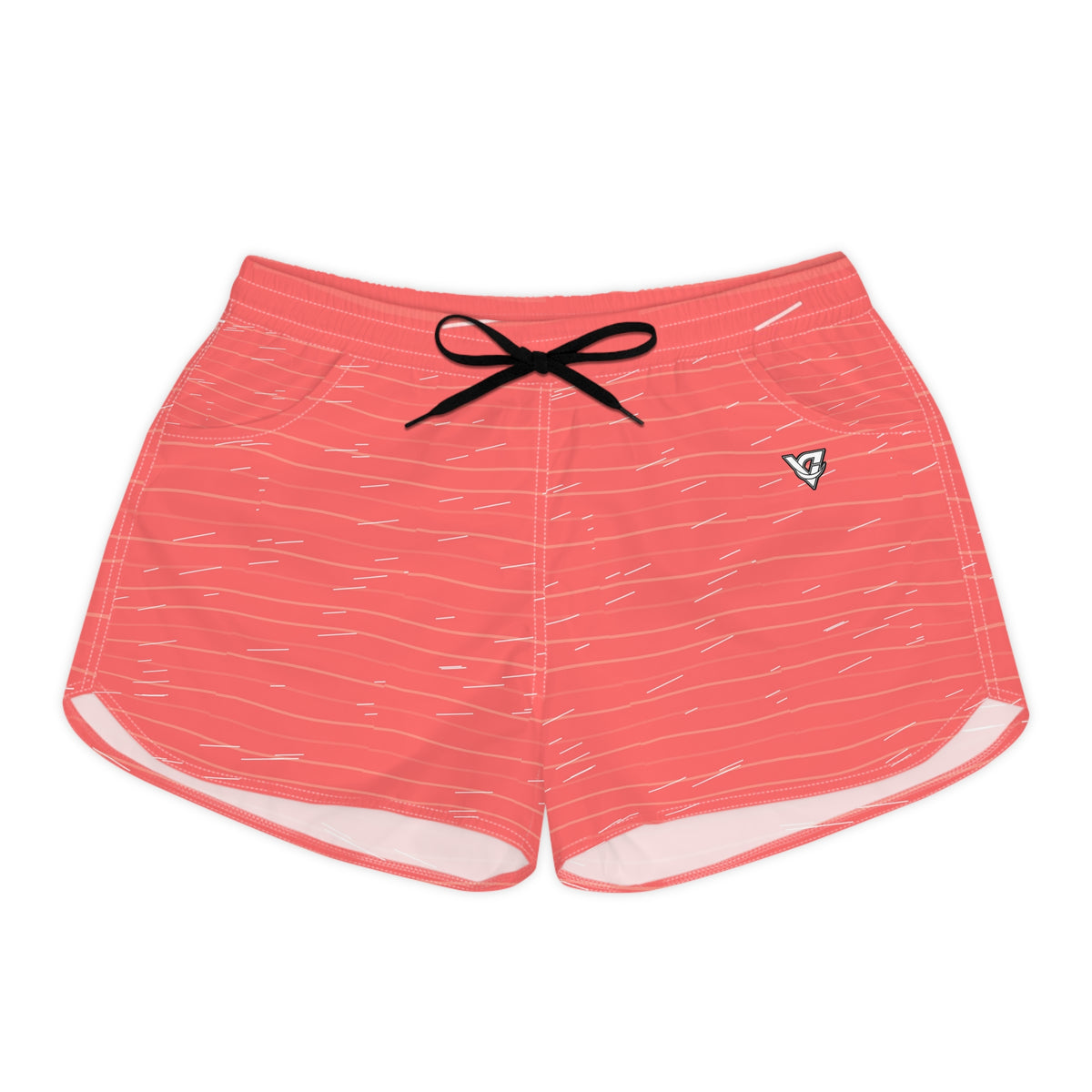 Running Hot Coral Pace Lanes Women's Athletic Shorts with Pockets