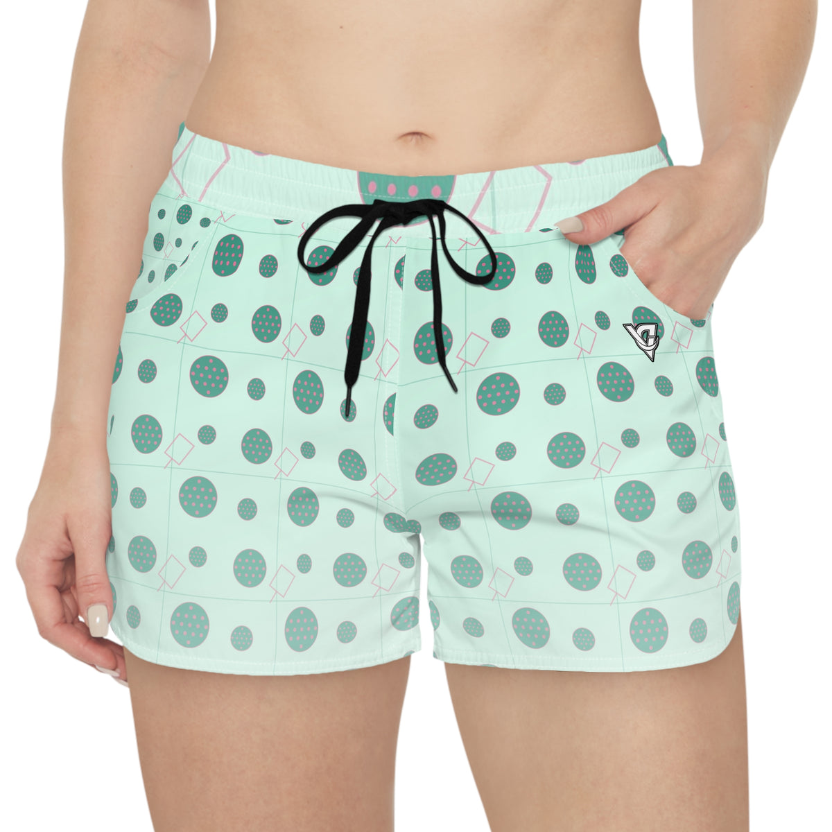Pickleball Mint Glow Dink Dot Women's Athletic Shorts with Pockets